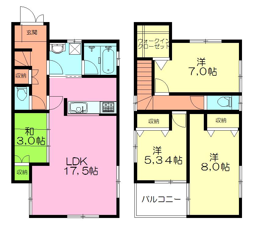 Floor plan. (3 Building), Price 28.5 million yen, 4LDK, Land area 95.05 sq m , Building area 96.05 sq m