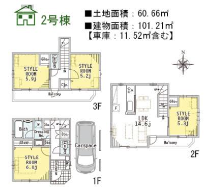 Floor plan. (2), Price 31,800,000 yen, 4LDK, Land area 60.66 sq m , Building area 101.21 sq m