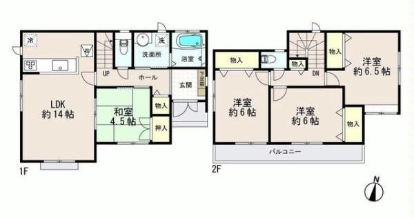 Floor plan. 35,800,000 yen, 4LDK, Land area 89.5 sq m , 2-story 4LDK of building area 91.91 sq m counter kitchen