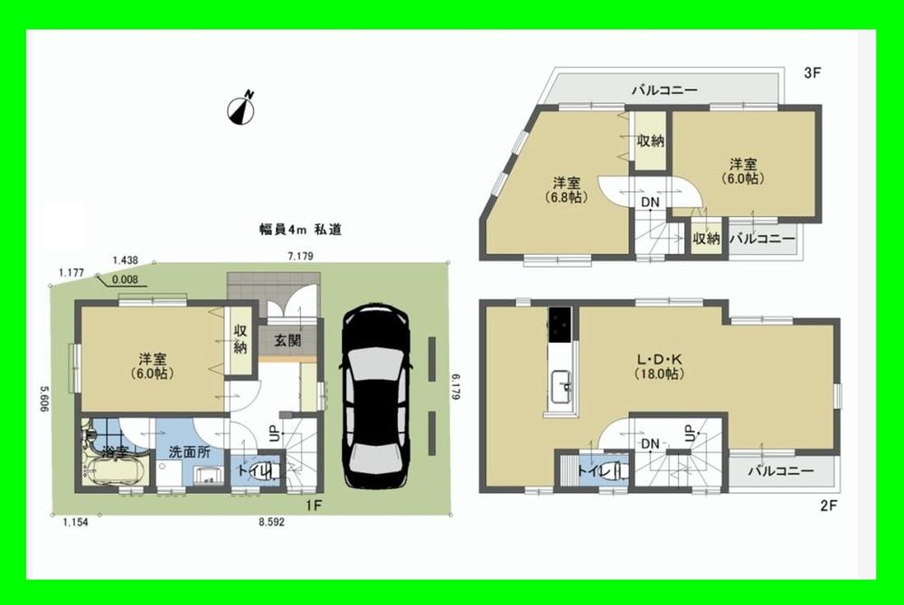 Floor plan. 27,800,000 yen, 3LDK, Land area 59.46 sq m , Building area 98.83 sq m