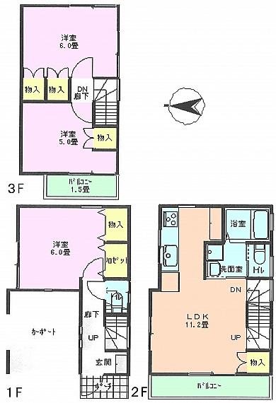 Floor plan. 28.5 million yen, 3LDK, Land area 47.49 sq m , Building area 78.88 sq m Floor