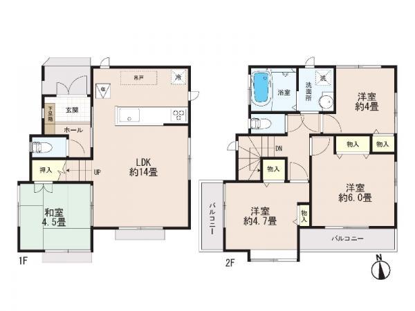 Floor plan. 33,800,000 yen, 4LDK, Land area 82.79 sq m , Building area 77.41 sq m floor plan