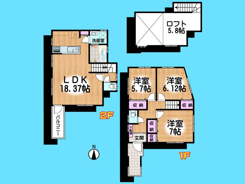 Floor plan. 30,900,000 yen, 3LDK, Land area 85.92 sq m , Building area 87.34 sq m  , Yes Car space ◆  Weekdays, It is possible your visit. Contact us, Free dial  [ 0120-40-4771 ]  Until. Nearby properties also will introduce Adachi. First, Please contact us