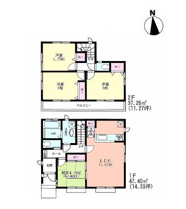 Floor plan. (F), Price 35,800,000 yen, 4LDK, Land area 86.4 sq m , Building area 84.66 sq m