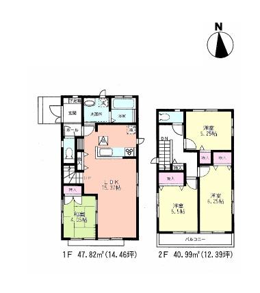 Floor plan. (H), Price 31,800,000 yen, 4LDK, Land area 99.09 sq m , Building area 88.81 sq m