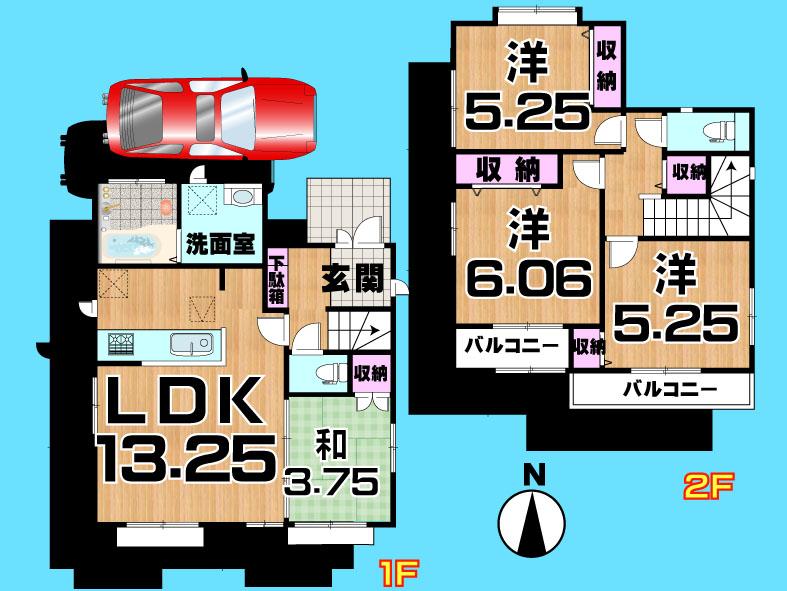 Floor plan. 32,900,000 yen, 4LDK, Land area 87.02 sq m , Building area 83.76 sq m  , Yes Car space ◆  Weekdays, It is possible your visit. Contact us, Free dial  [ 0120-40-4771 ]  Until. Nearby properties also will introduce Adachi. First, Please contact us