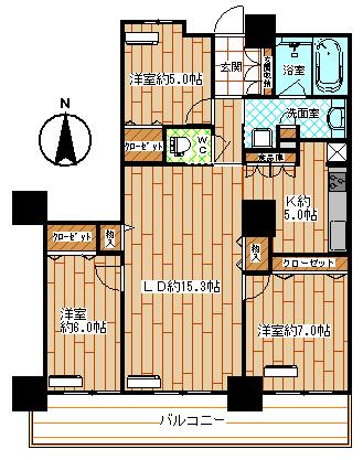 Floor plan. 3LDK, Price 32 million yen, Occupied area 84.73 sq m , The top floor of the balcony area 17 sq m 19-story, 84.73 square meters