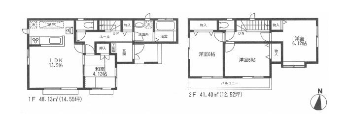 Floor plan. (H), Price 32,800,000 yen, 4LDK, Land area 86.16 sq m , Building area 89.53 sq m