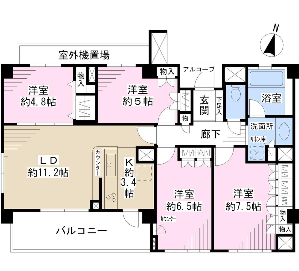 Floor plan. 4LDK, Price 36 million yen, Occupied area 87.86 sq m , Balcony area 10.7 sq m