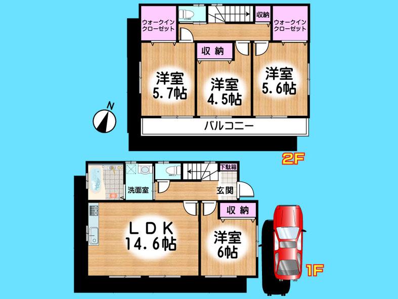 Floor plan. 26,300,000 yen, 4LDK, Land area 86.59 sq m , Building area 95.22 sq m  , Yes Car space ◆  Weekdays, It is possible your visit. Contact us, Free dial  [ 0120-40-4771 ]  Until. Nearby properties also will introduce Adachi. First, Please contact us