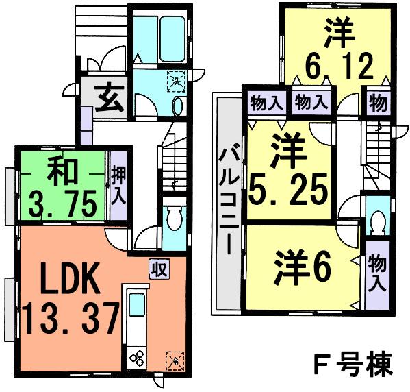 Floor plan. (F Building), Price 33,900,000 yen, 4LDK, Land area 82.13 sq m , Building area 87.56 sq m