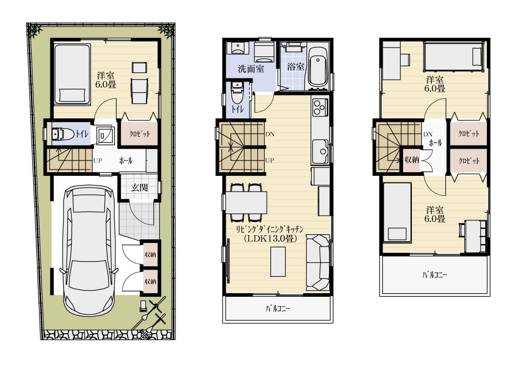Floor plan. (1 Building), Price 35,700,000 yen, 3LDK, Land area 49.95 sq m , Building area 92.5 sq m