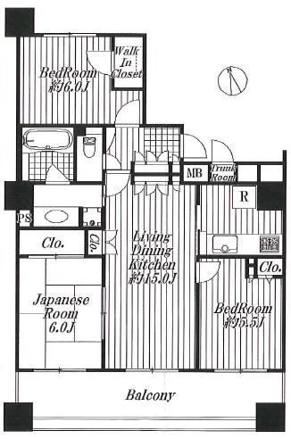 Floor plan. 3LDK, Price 24,800,000 yen, Occupied area 71.85 sq m , Balcony area 16.67 sq m