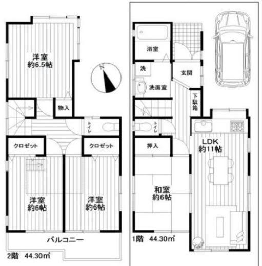 Floor plan. 27.3 million yen, 4LDK, Land area 93.93 sq m , Building area 88.6 sq m