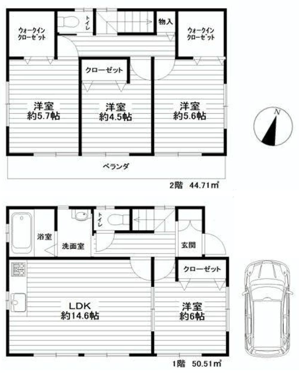 Floor plan. 26,300,000 yen, 4LDK, Land area 86.59 sq m , Building area 95.22 sq m walk-in closet is located in two places.