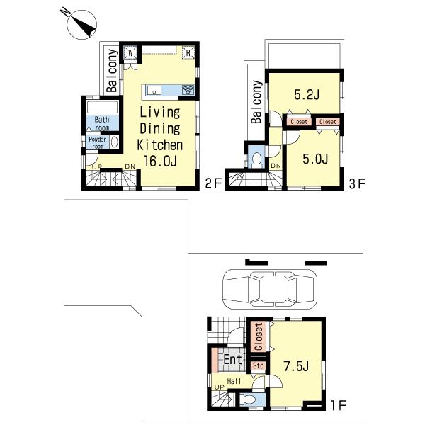 Floor plan. 33,800,000 yen, 3LDK, Land area 58.04 sq m , Building area 96.46 sq m floor plan