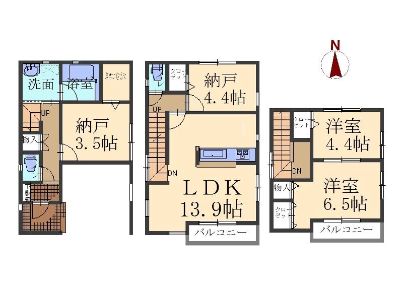 Floor plan. 27,800,000 yen, 2LDK + 2S (storeroom), Land area 68.36 sq m , Building area 101.84 sq m floor plan