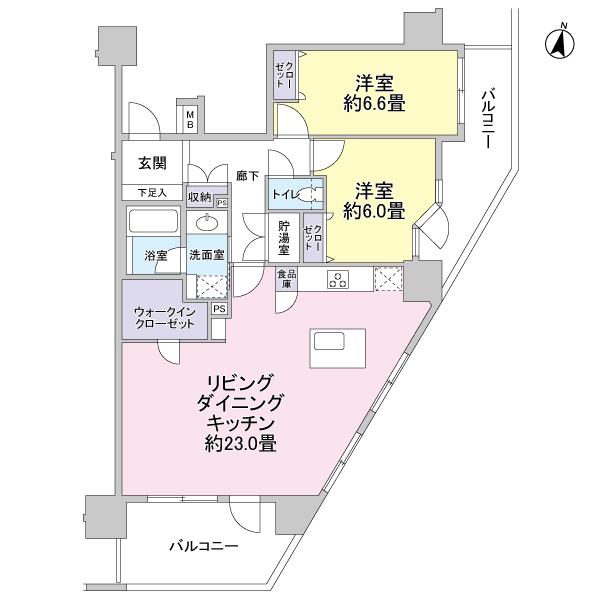 Floor plan. 2LDK, Price 37,800,000 yen, Footprint 81.8 sq m , Balcony area 19.85 sq m 14 floor, 2LDK, Yang per per southeast corner room ・ View ・ Ventilation is good.