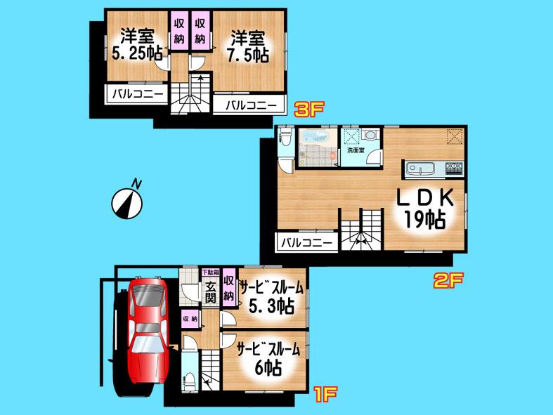 Floor plan. 28.8 million yen, 4LDK, Land area 70.1 sq m , Building area 112.99 sq m  , Yes Car space ◆  Weekdays, It is possible your visit. Contact us, Free dial  [ 0120-40-4771 ]  Until. Nearby properties also will introduce Adachi. First, Please contact us
