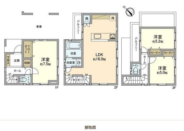 Floor plan. 33,800,000 yen, 3LDK, Land area 58.04 sq m , Building area 96.46 sq m