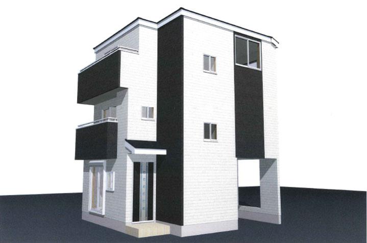 Rendering (appearance). It is a three-story of the appearance of the sharp look in monotone. 