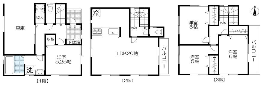 Floor plan. 28.8 million yen, 4LDK, Land area 65 sq m , Building area 116.63 sq m built-in garage, 20 Pledge of good living per yang