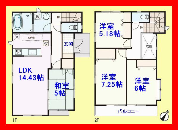 Floor plan. 35,900,000 yen, 4LDK, Land area 93.1 sq m , There is a building area of ​​92.74 sq m atrium
