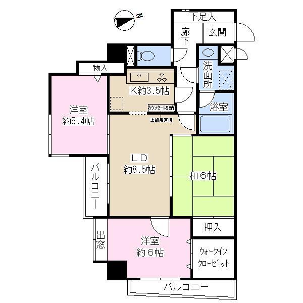 Floor plan. 3LDK, Price 25,800,000 yen, Footprint 68.8 sq m , Balcony area 5.78 sq m