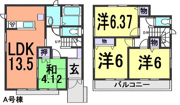 Floor plan. (A Building), Price 27,800,000 yen, 4LDK, Land area 101.2 sq m , Building area 87.14 sq m