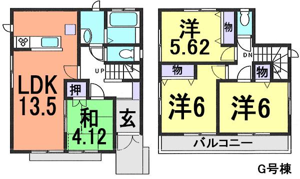 Floor plan. (G Building), Price 27,800,000 yen, 4LDK, Land area 101.2 sq m , Building area 85.49 sq m