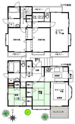 Floor plan. 53,800,000 yen, 5LDK, Land area 142.25 sq m , Building area 114.26 sq m