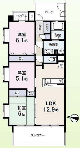 Floor plan. 3LDK, Price 23.8 million yen, Occupied area 67.09 sq m , 3LDK to be able to live with the balcony area 12.3 sq m favorite pet!