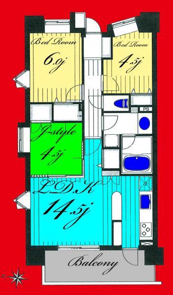 Floor plan. 3LDK, Price 24,800,000 yen, Occupied area 65.76 sq m , Balcony area 9.17 sq m