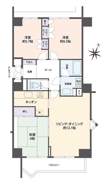 Floor plan. 3LDK, Price 21,200,000 yen, Occupied area 74.53 sq m , Balcony area 7.16 sq m