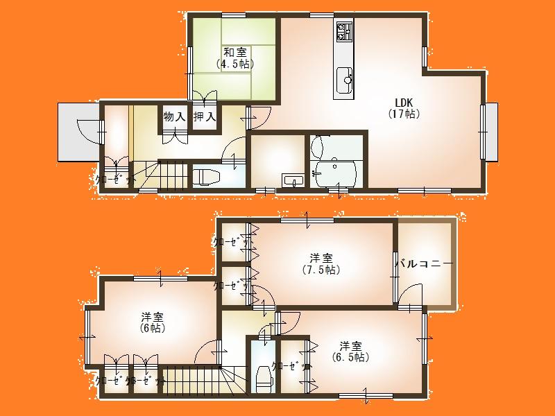 Floor plan. 27,800,000 yen, 4LDK, Land area 114.17 sq m , Building area 100.19 sq m Floor