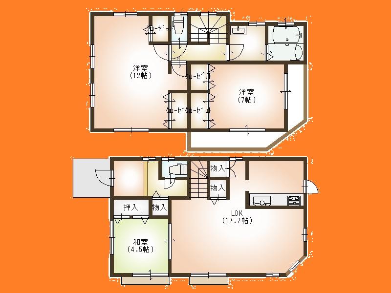 Floor plan. 29,800,000 yen, 4LDK, Land area 120.04 sq m , Building area 99.39 sq m Floor