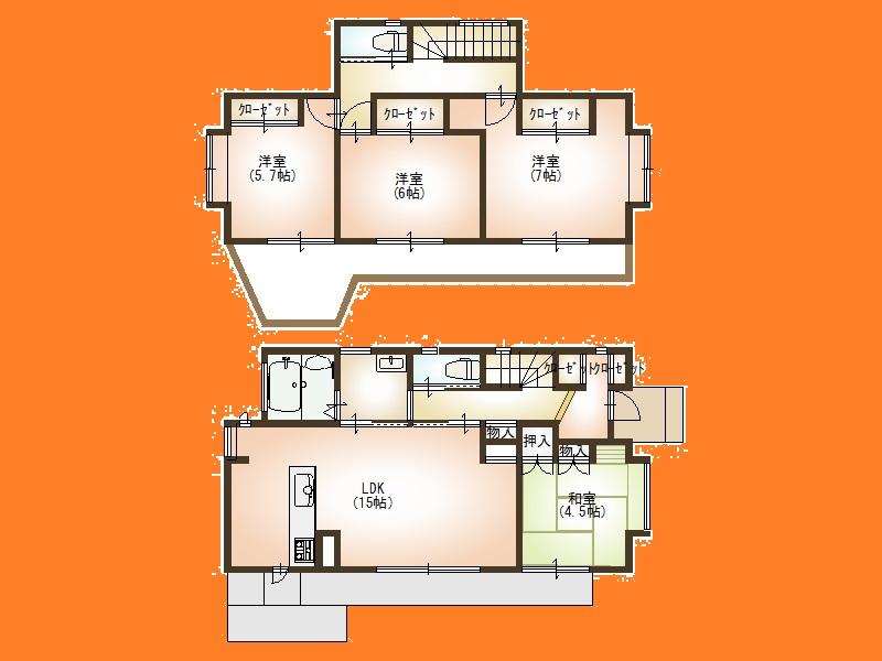 Floor plan. 33,600,000 yen, 4LDK, Land area 153.18 sq m , Building area 97.39 sq m Floor