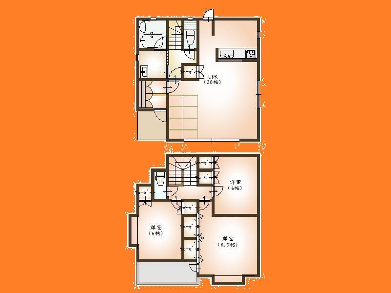 Floor plan. (Building 2), Price 28.8 million yen, 3LDK, Land area 134.96 sq m , Building area 96.88 sq m