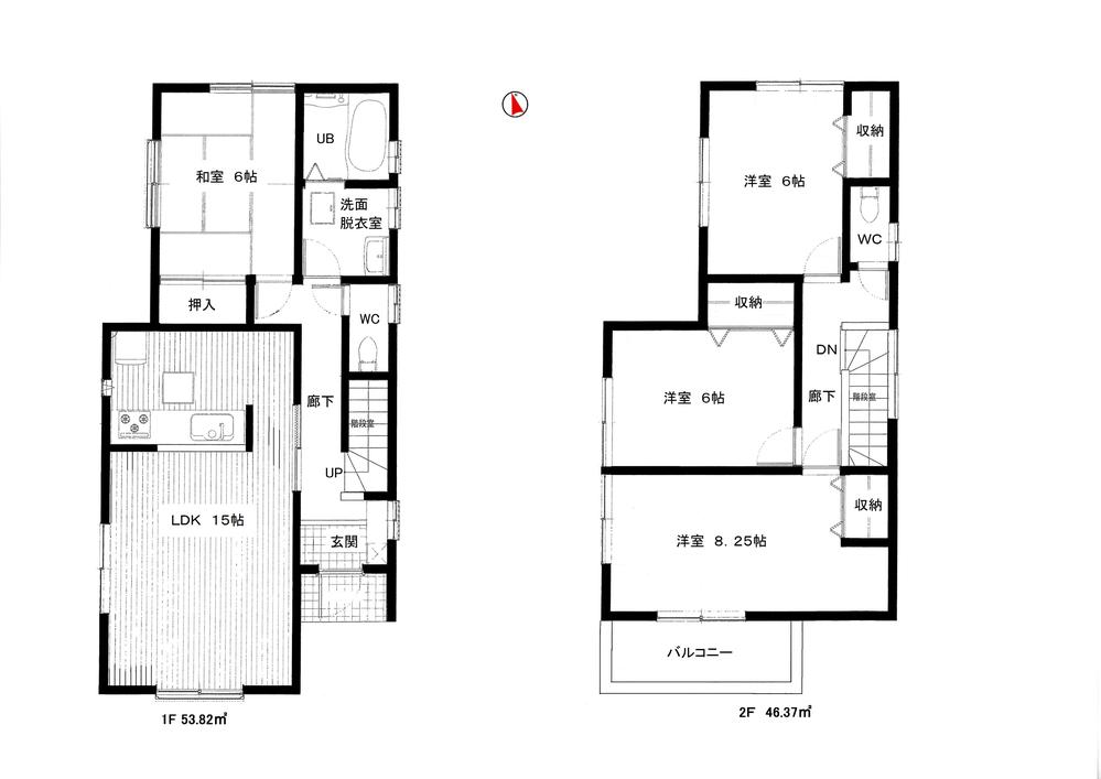 Floor plan. (3 Building), Price 30,800,000 yen, 4LDK, Land area 135.82 sq m , Building area 100.19 sq m