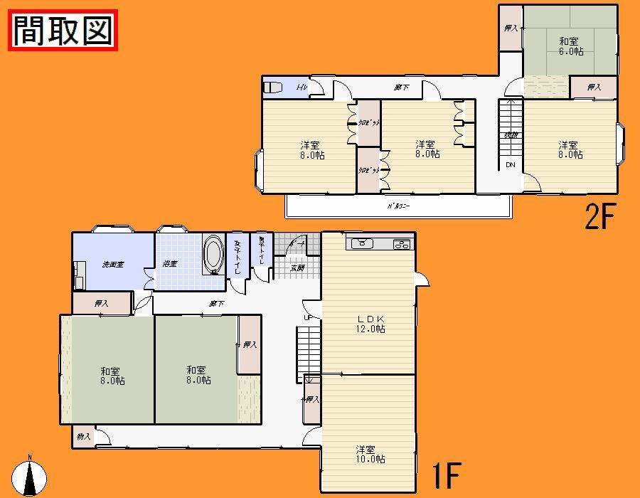 Floor plan. 49 million yen, 7LDK, Land area 988.62 sq m , Building area 197.24 sq m floor plan