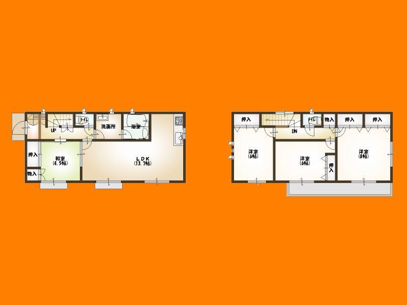 Floor plan. (3 Building), Price 28,300,000 yen, 4LDK, Land area 200.06 sq m , Building area 92.74 sq m