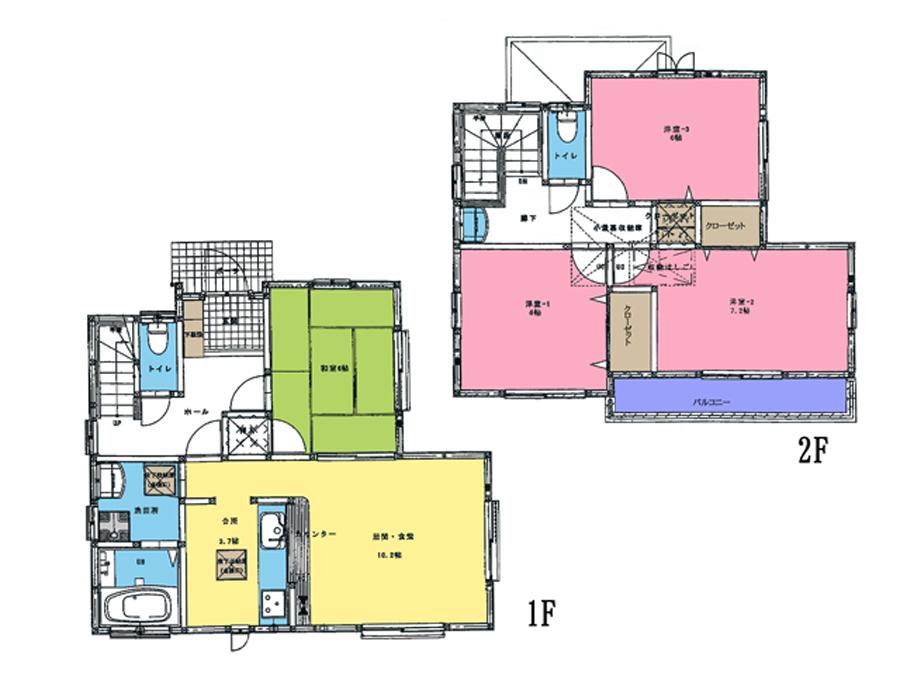 Floor plan. (A Building), Price 28.8 million yen, 4LDK, Land area 120.1 sq m , Building area 95.86 sq m