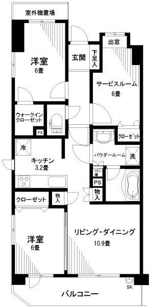Floor plan. 2LDK+S, Price 16.8 million yen, Occupied area 69.19 sq m , Balcony area 9.65 sq m