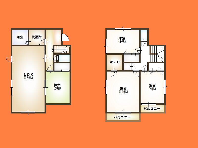 Floor plan. (Building 2), Price 32,800,000 yen, 4LDK, Land area 134.26 sq m , Building area 105.99 sq m