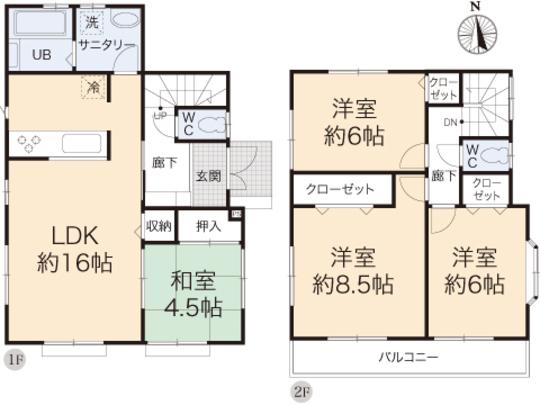 Floor plan. 29,800,000 yen, 4LDK, Land area 130.05 sq m , Building area 96.05 sq m floor plan