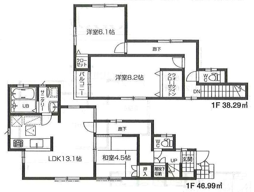 Floor plan. (6 Building), Price 23.8 million yen, 4LDK, Land area 120.41 sq m , Building area 85.28 sq m