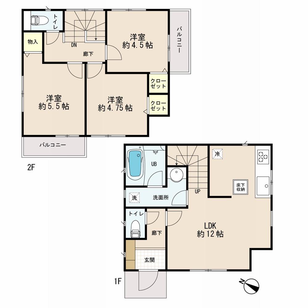 Floor plan. 25,800,000 yen, 3LDK, Land area 68.92 sq m , Building area 66.42 sq m