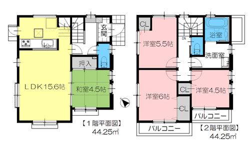 Floor plan. (1 Building), Price 35,800,000 yen, 4LDK, Land area 110.9 sq m , Building area 88.5 sq m