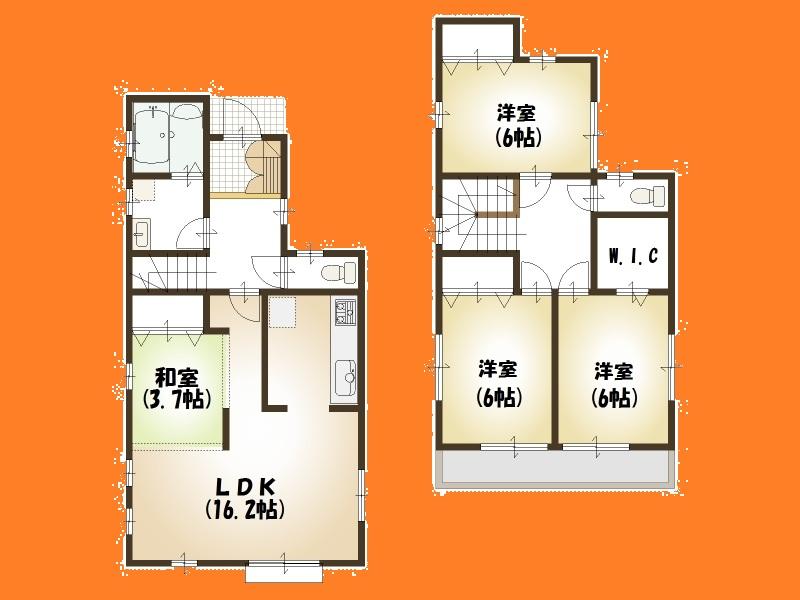 Floor plan. (1 Building), Price 35,800,000 yen, 4LDK, Land area 125.63 sq m , Building area 95.58 sq m