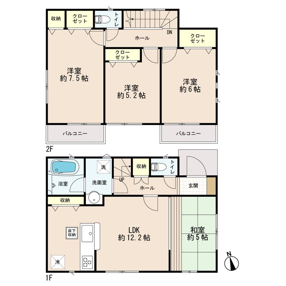 Floor plan. 33,800,000 yen, 4LDK, Land area 100.2 sq m , Building area 84.24 sq m